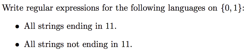  Write regular expressions for the following languages on 10,1): All strings