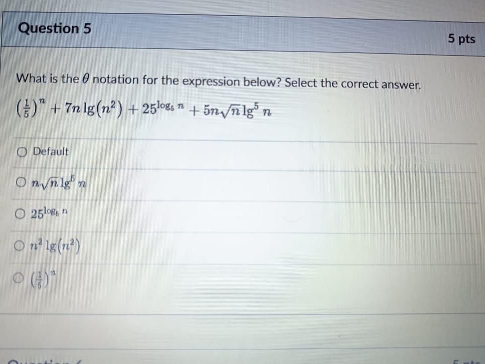  Answer What is the notation for the expression below? Select the