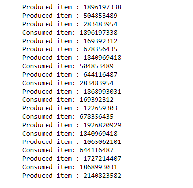 threads. The message should also include the thread ID of the producer