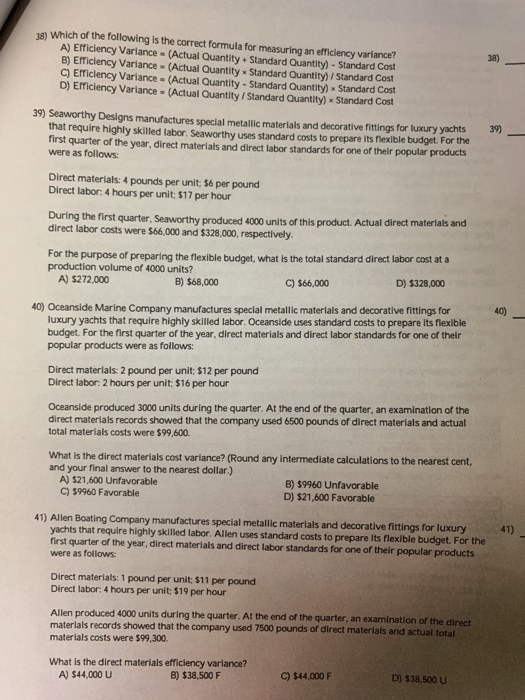 what is the answer from 38 to 41 please Which of the