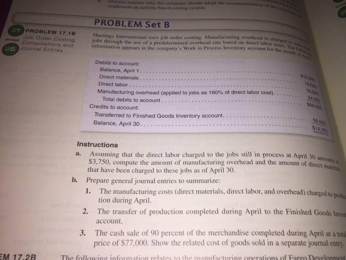  please answer problems 17.1B and 17.3B of the e Discuss reasons