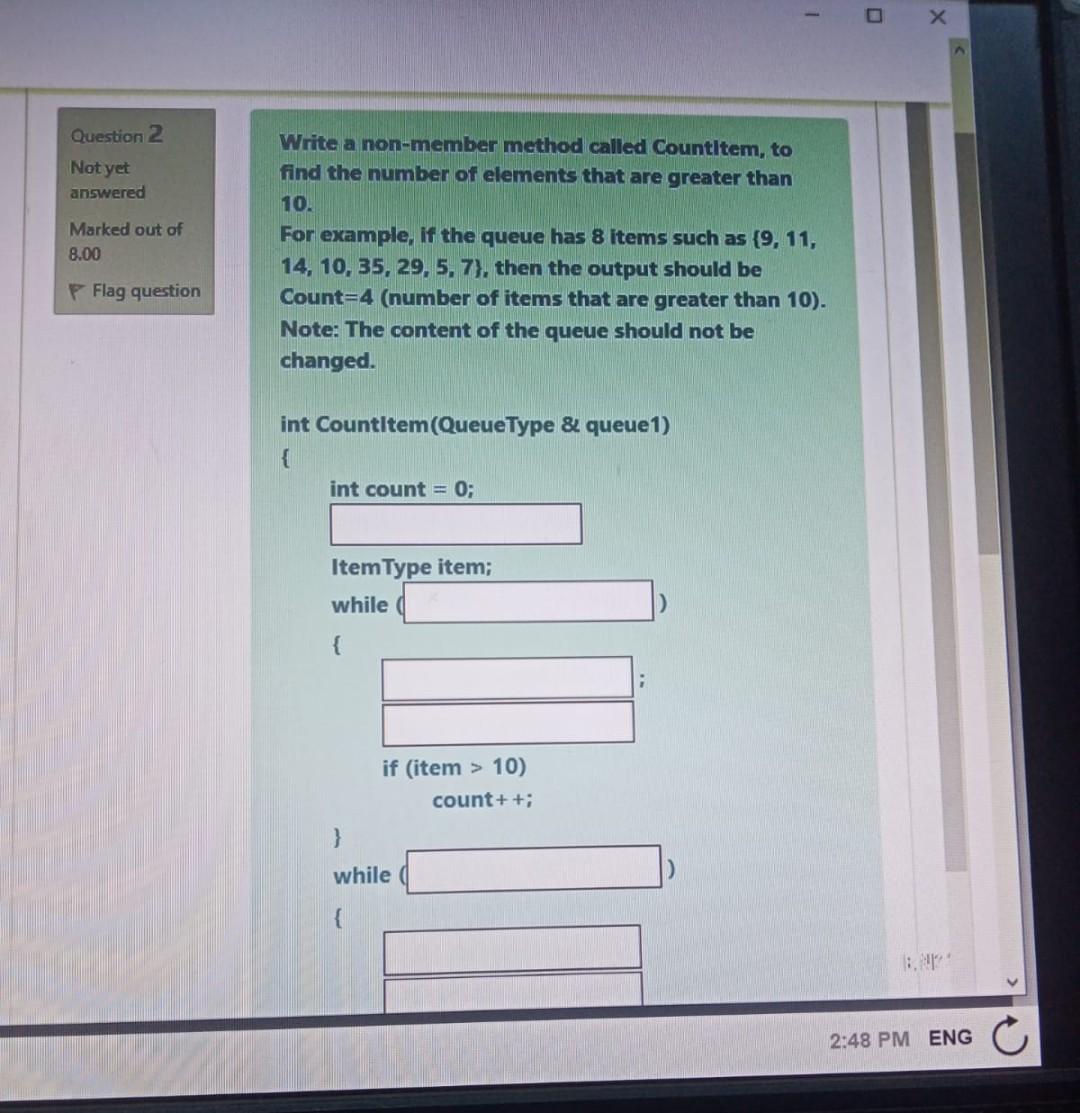  Write a non-member method called Countltem, to find the number of