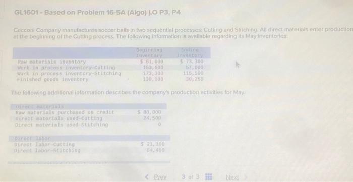  Cecconi Company manufectures soccer balls in two sequential processess: Cutting and