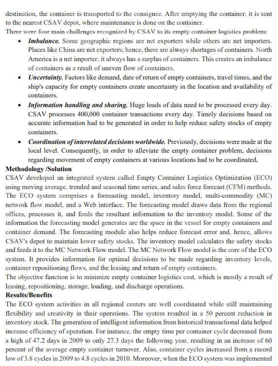 Introduction Compania Sud Americana de Vapores (CSAV) is a shipping company headquartered