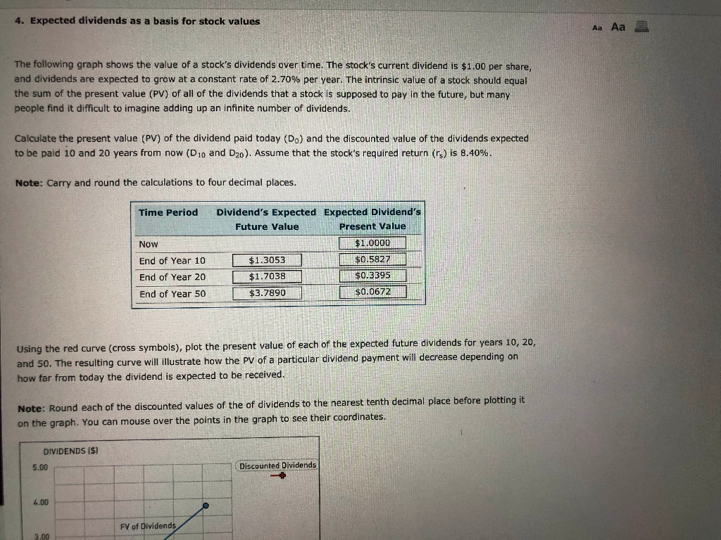 4. Expected dividends as a basis for stock values Aa Aa