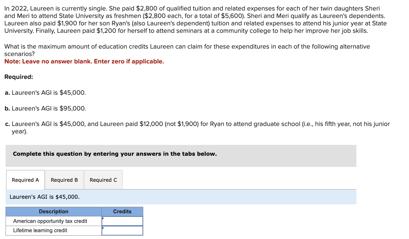 Only B + C (explained please) In 2022 , Laureen is currently