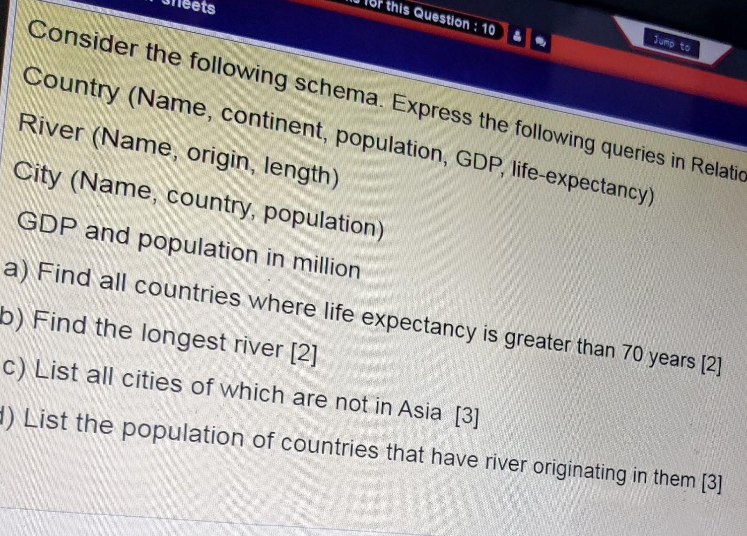  write relational algebra queries this Question : 10 Consider the following