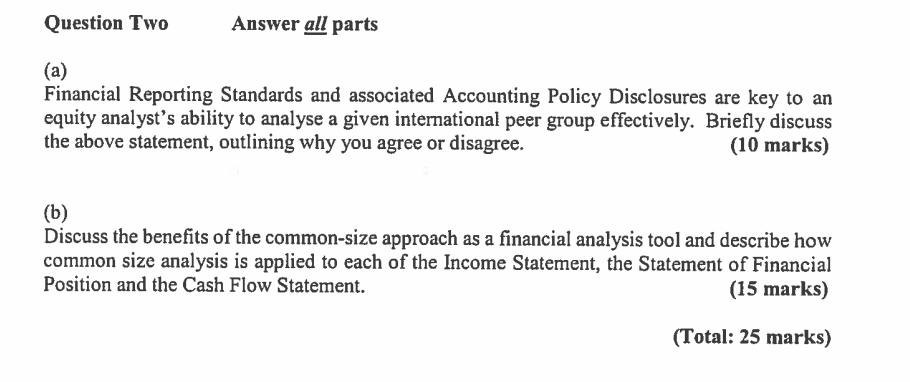  Question Two Answer all parts Financial Reporting Standards and associated Accounting