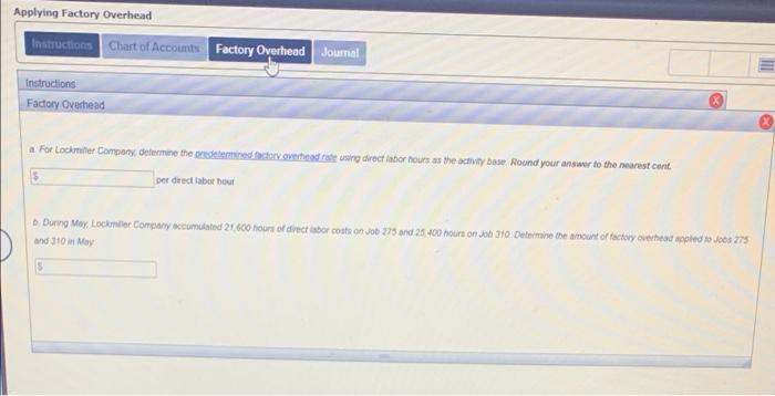 Applying Factory Overhead Instructions Chart of Accounts Factory Overhead Journal Instructions Lockmiler