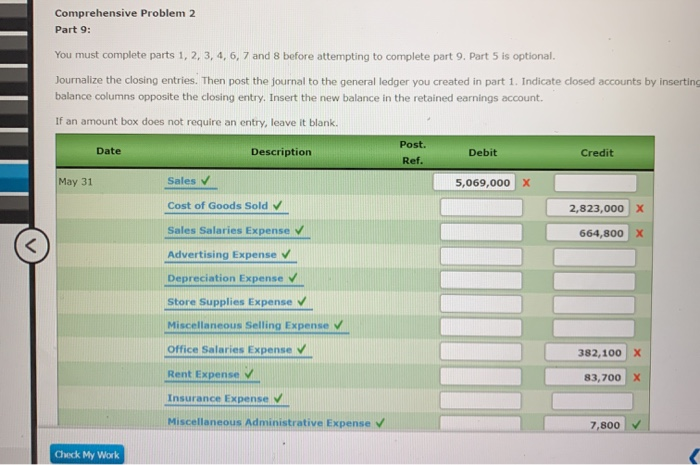  Comprehensive Problem 2 Part 9: You must complete parts 1, 2,