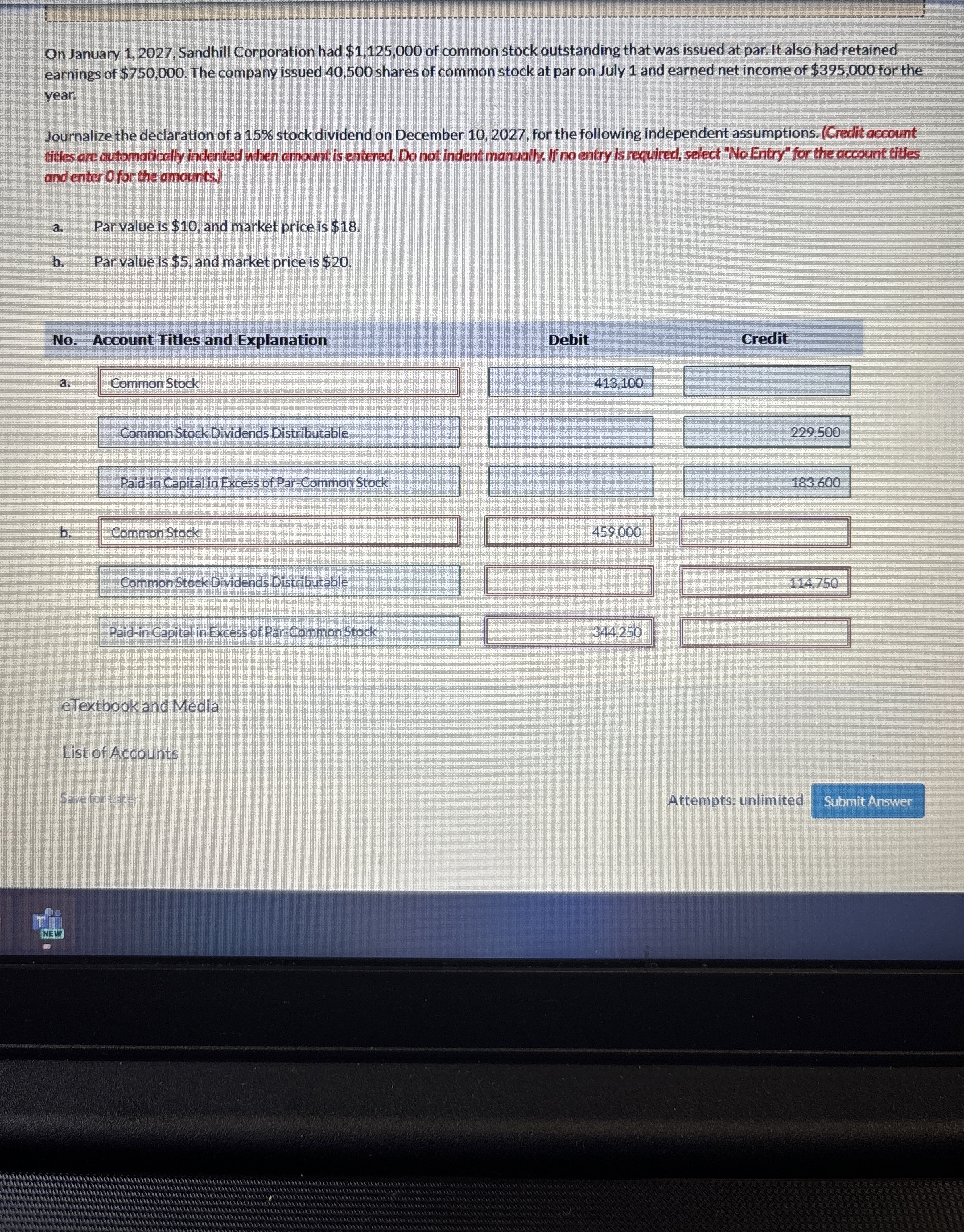  Your answer is partially correct. Journalize the declaration of the cash