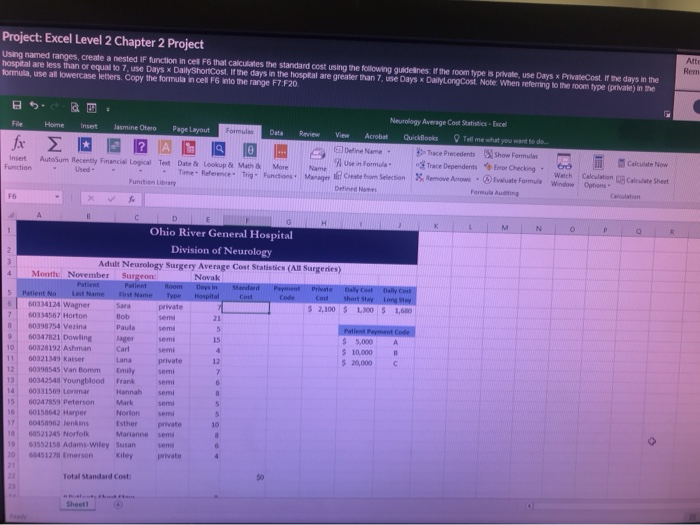  Project: Excel Level 2 Chapter 2 Project Using named ranges, create