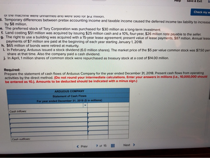 information from Arduous's accounting records is provided also. ARDUOUS COMPANY Comparative Balance