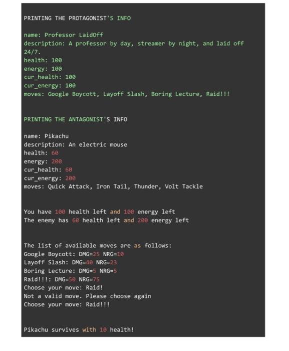 above. Question 2: Video Game Creation (10 points) Question 2a: Create a