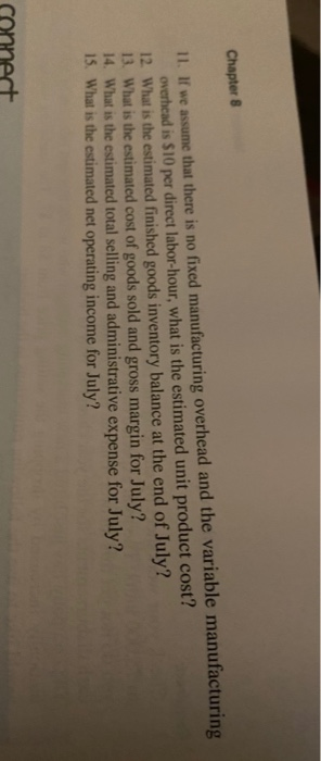 questions 1 through 15. a. The budgeted selling price per unit is