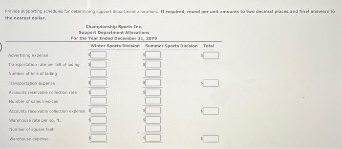 Sports Inc. Divisional Income Statements For the Year Ended December 31, 20