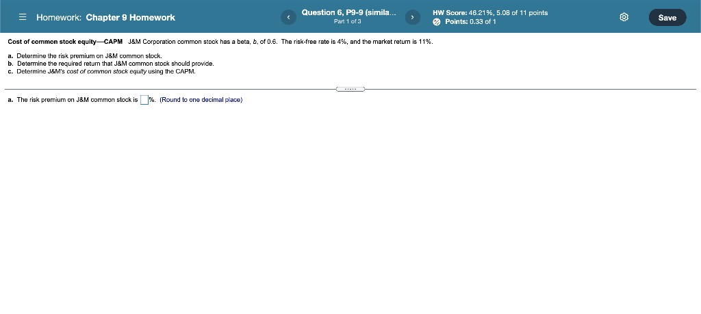 = Homework: Chapter 9 Homework Question 6, P9-9 (simila... Part 1