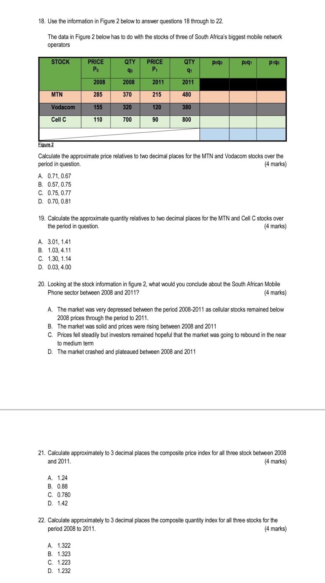  18. Use the information in Figure 2 below to answer questions