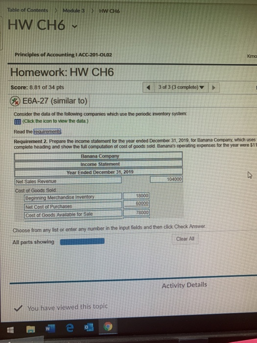 December 31, 2019, for Banana Company, which uses the periodic inventory system.