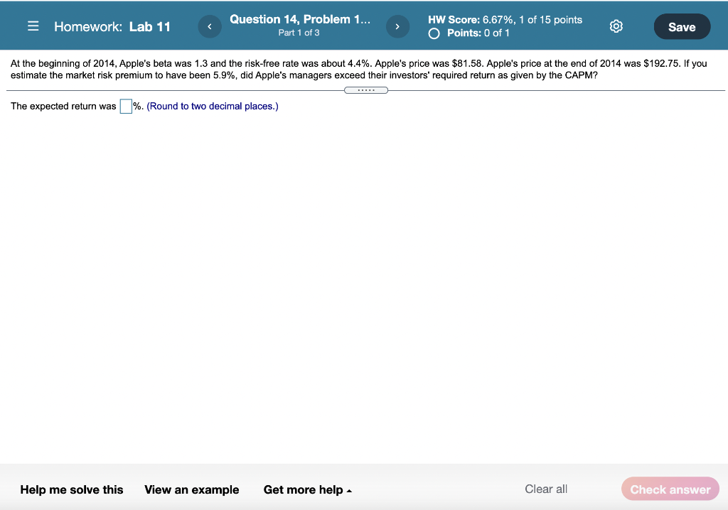 = Homework: Lab 11 Question 14, Problem 1... Part 1 of
