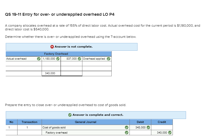 What am I missing? QS 19-11 Entry for over- or underapplled overhead