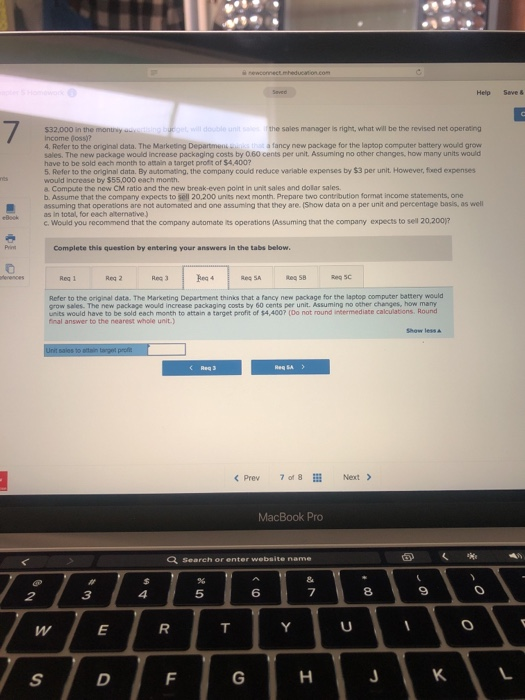 some time. The company's contribution format income statement for the most recent