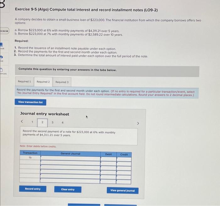 at 6% with monthly payments of $4,311.21 over 5 years. b. Borrow