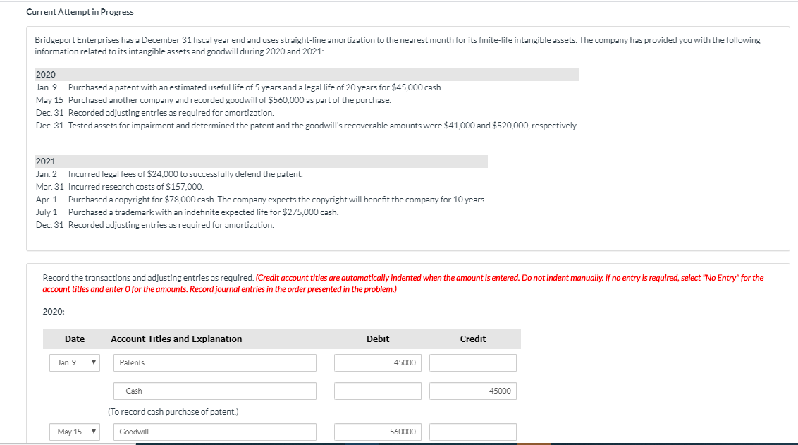  Current Attempt in Progress Bridgeport Enterprises has a December 31 fiscal