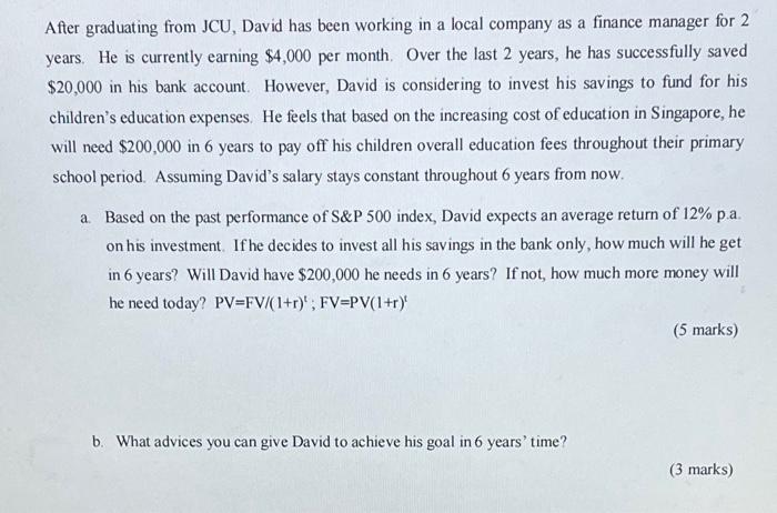  After graduating from JCU, David has been working in a local