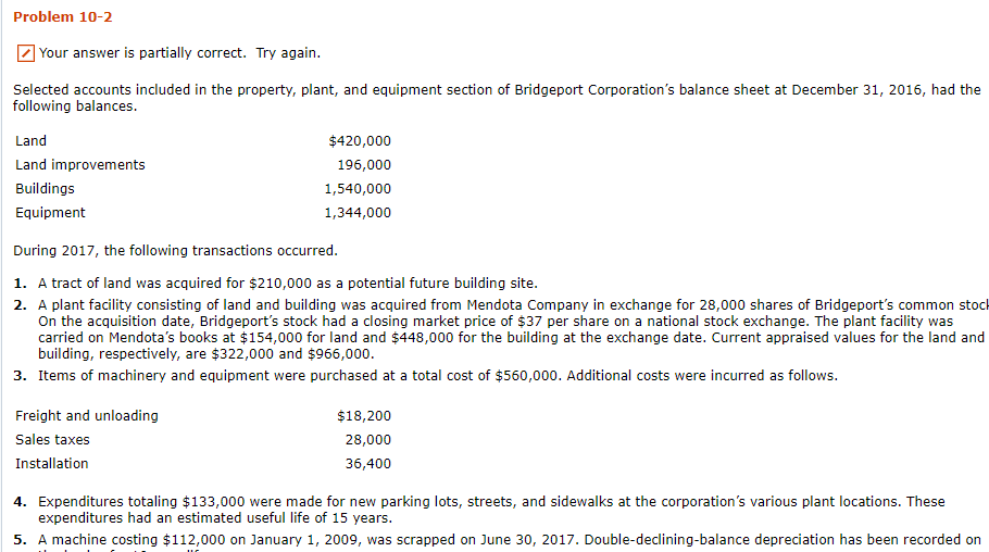  can i get help? Thanks Problem 10-2 Your answer is partially