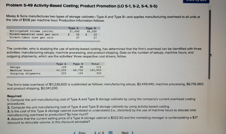 Problem 5-49 Activity-Based Costing; Product Promotion (LO 5-1, 5-2, 5-4, 5-5)