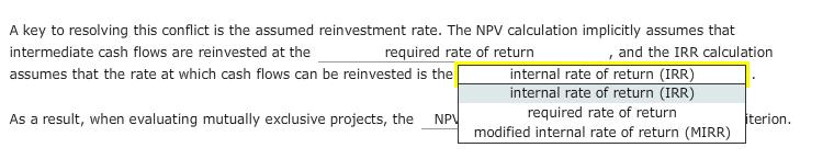 methods wil not always choose the same project. If the crossover rate