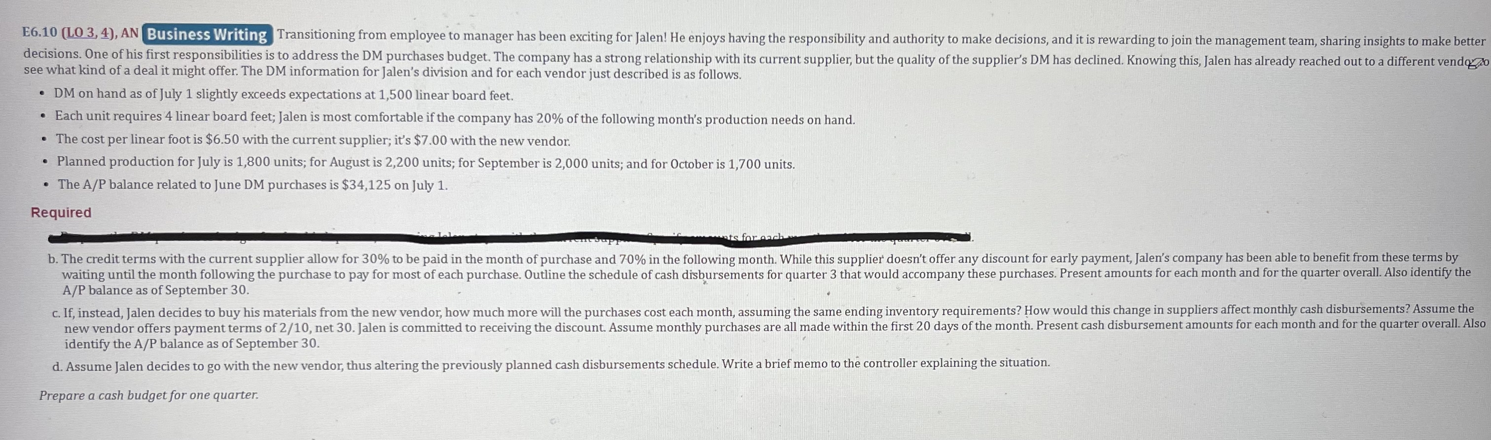  E6.10(L03,4), AN Transitioning from employee to manager has been exciting for