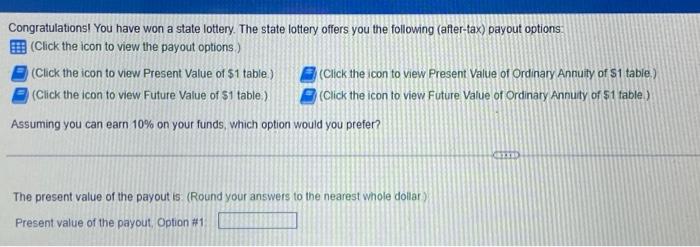 question: reference data tables: (present value of $1) (future value $1) (Present