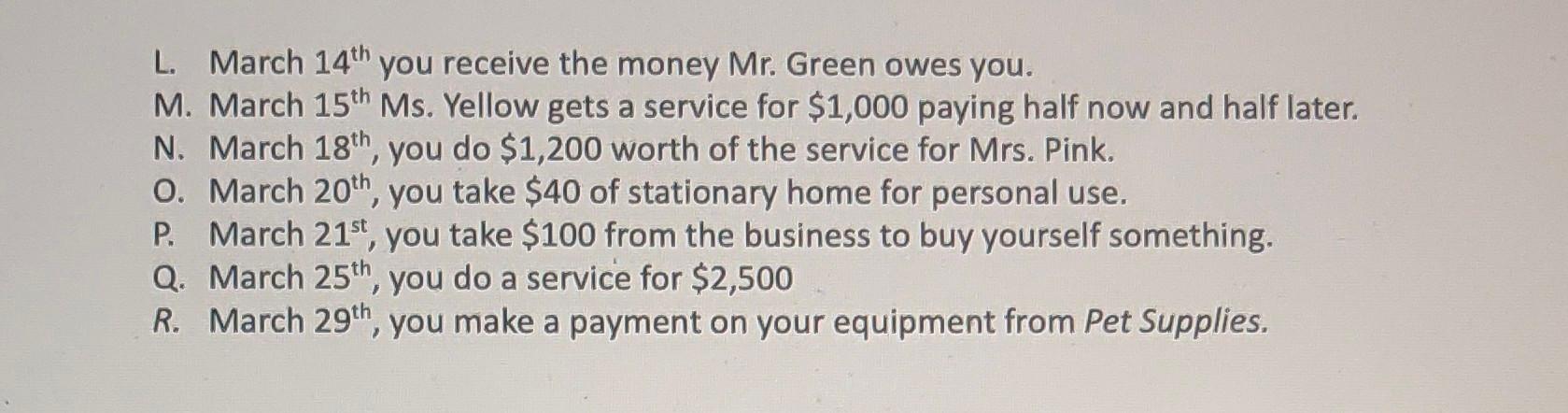 using $400 of supplies this month Record using 1 month of insurance