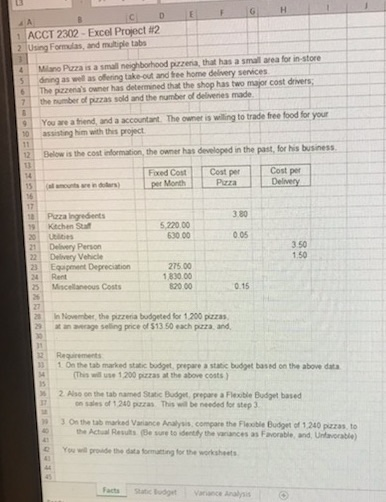  SA 1 ACCT 2302 - Excel Project 2 2 Using Formulas,
