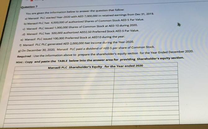  even the information below to answer the question that follow Mr