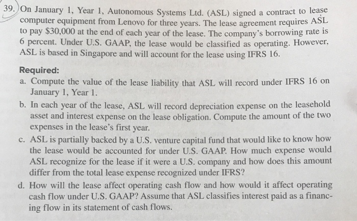  please show all work and explain. 39, On January 1, Year