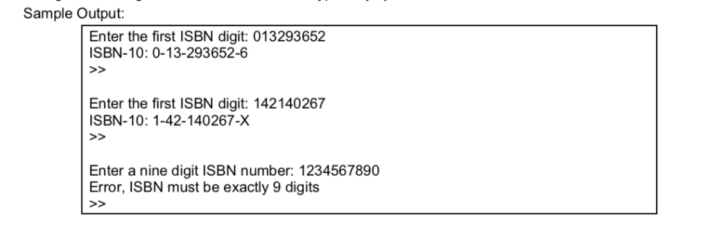 Answer in MATLAB Problem Statement An ISBN (International Standard Book Number) consists