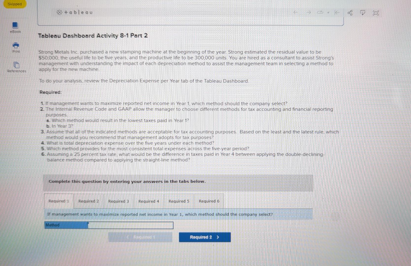  Skipped * tableau eBook Tableau Dashboard Activity 8-1 Part 2 Print