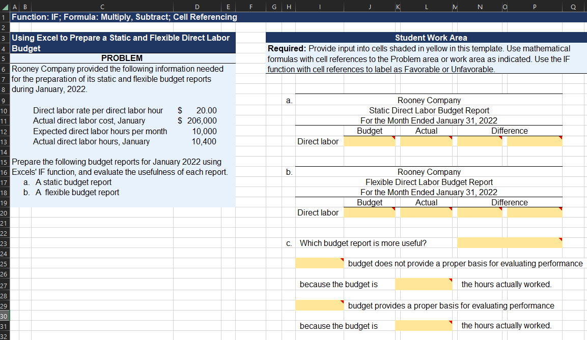 F Please complete and show explaination in excel A B C D