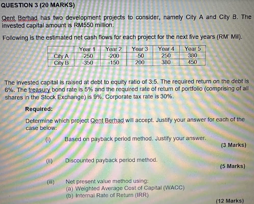 please answer question i only Qent Berhad has two development projects