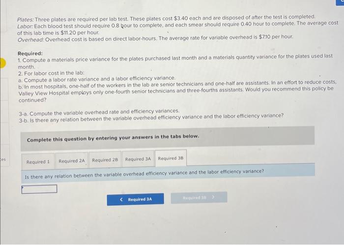 $3.40 each and are disposed of after the test is completed. Labor: