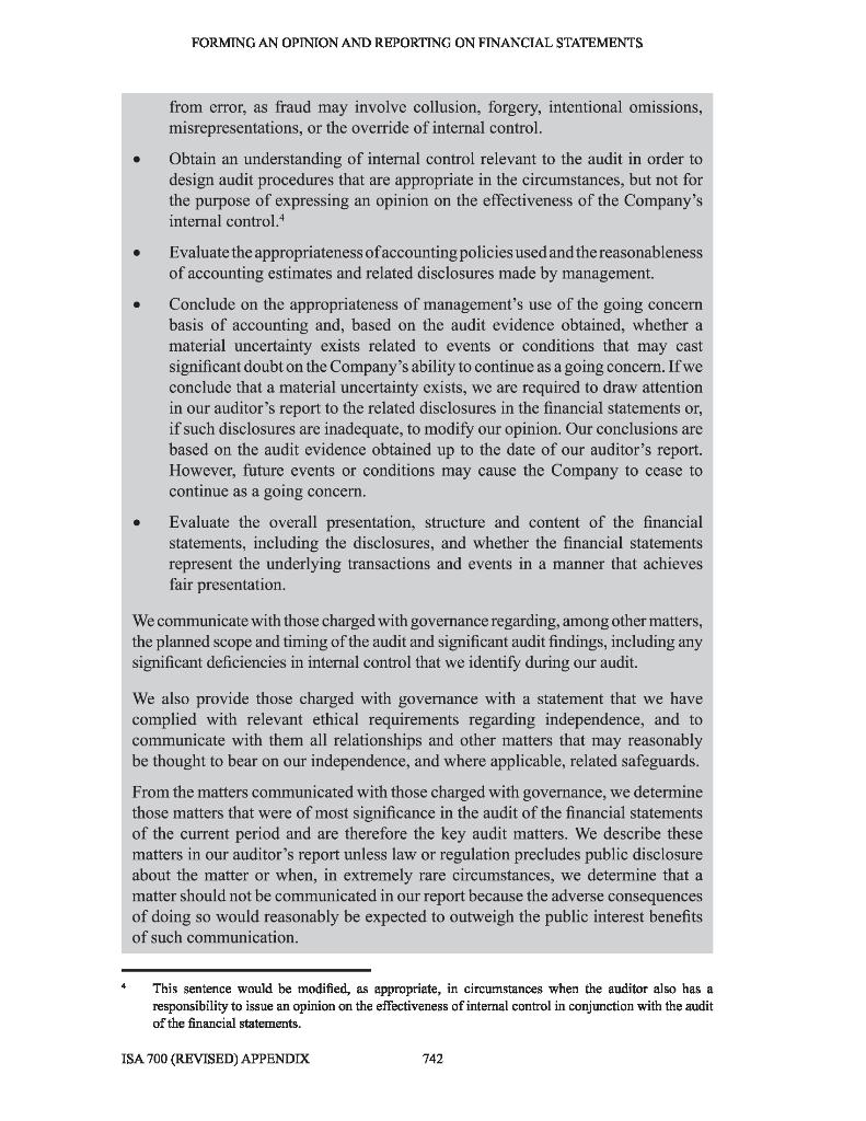 Do It: Parts of the Audit Report Old International Audit Report New