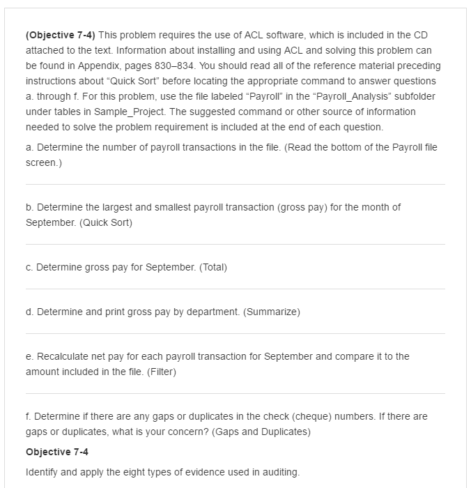 This problem requires the use of ACL software, which is included