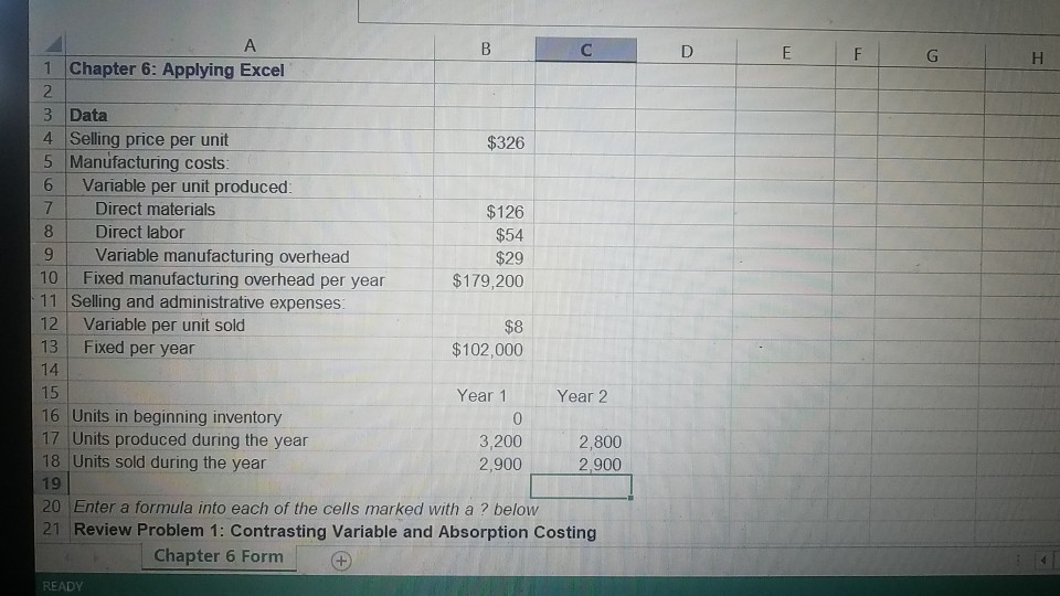 1Chapter 6: Applying Excel 3 Data 4 Selling price per unit