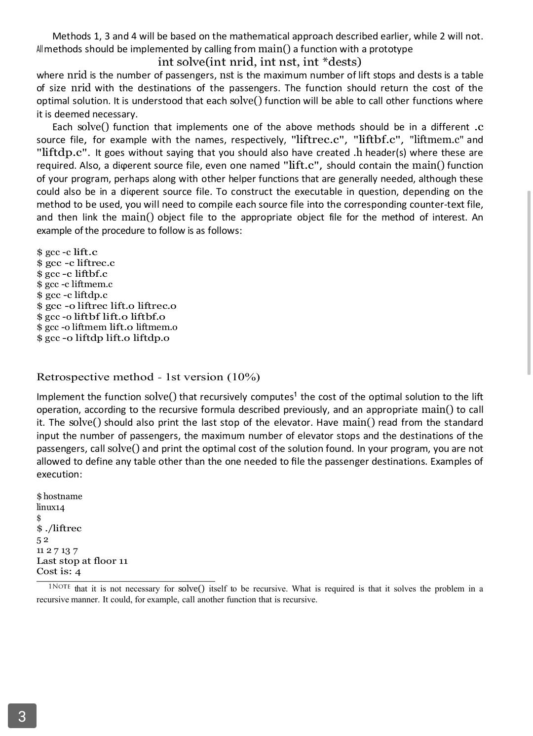 the operation of an elevator. The problem you are asked to solve