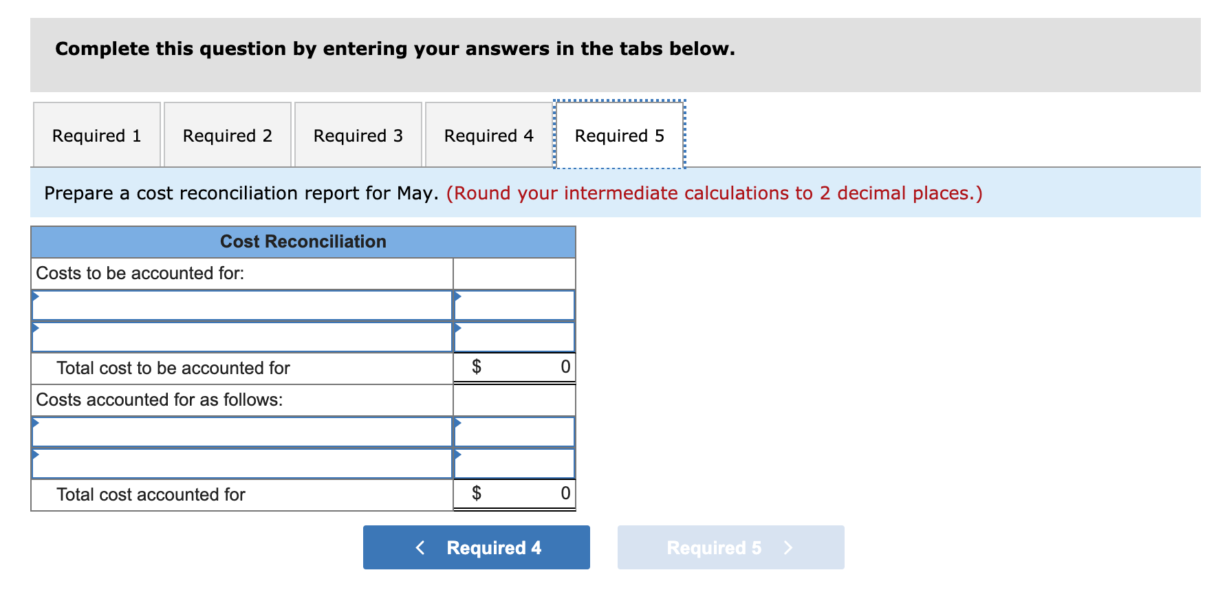materials 70% complete; conversion 30% complete Cost data: Work in process inventory,