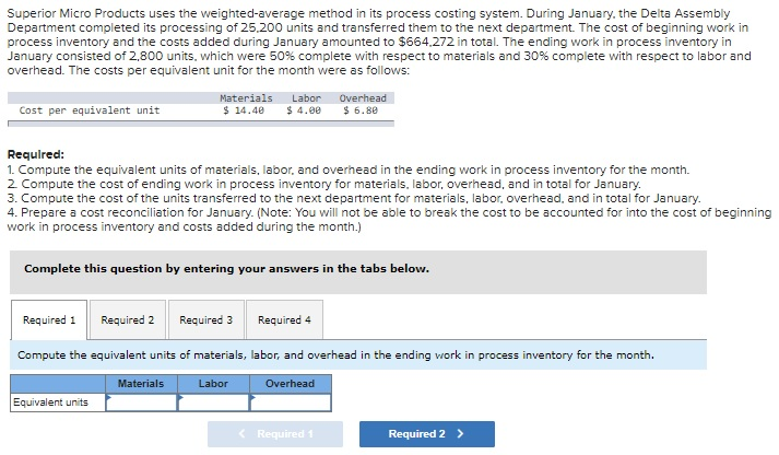 One question, four parts to the same question. Superior Micro Products uses