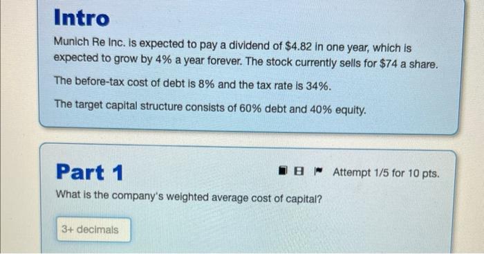  Intro Munich Re Inc. is expected to pay a dividend of